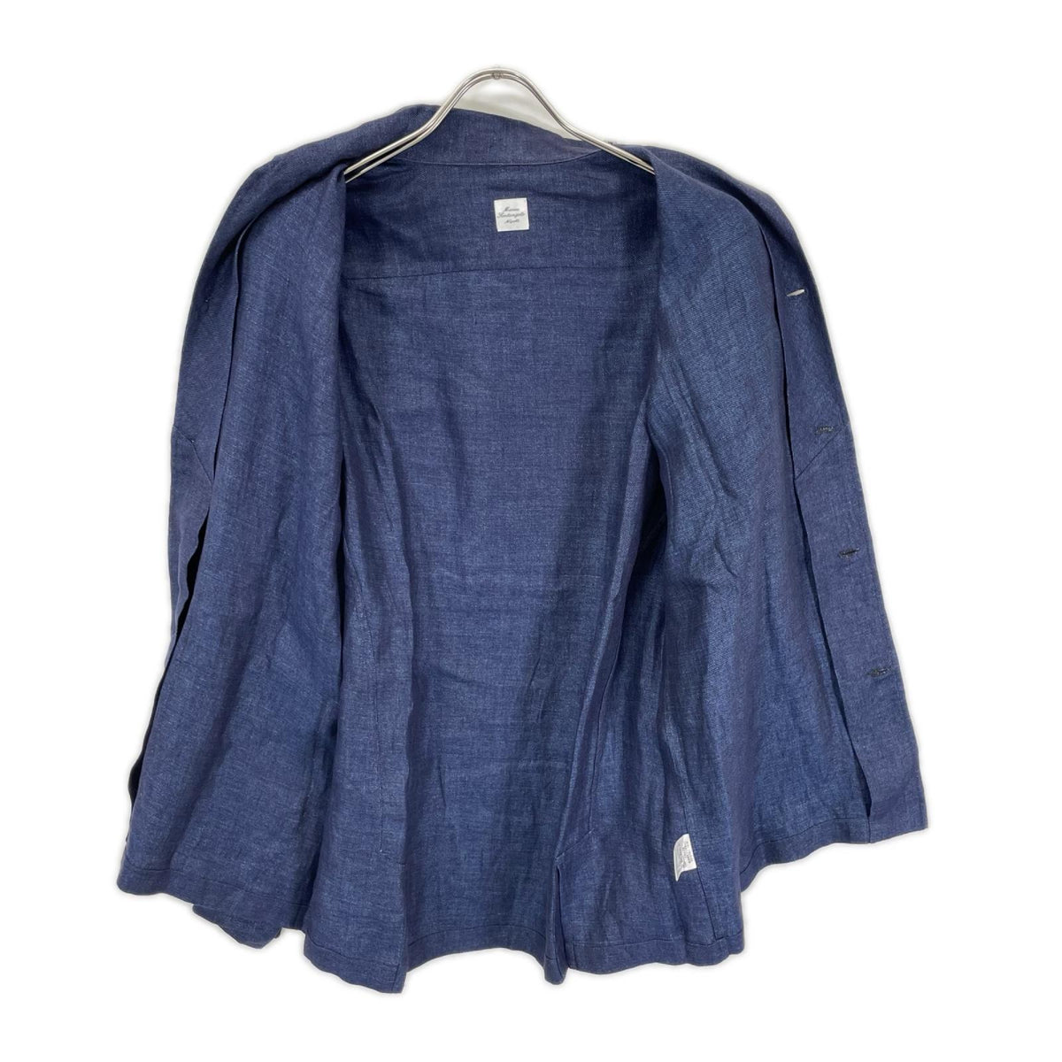 MARIA SANTANGELO Linen Long Sleeve Button Shirt Navy Size M