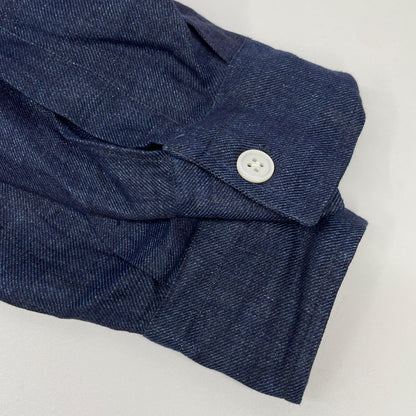 MARIA SANTANGELO Linen Long Sleeve Button Shirt Navy Size M