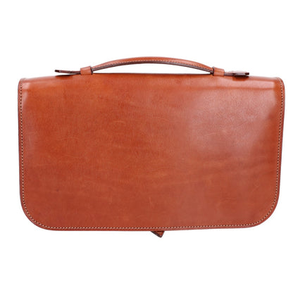 MANSOU Sozome Waji Leather Clutch Bag Camel