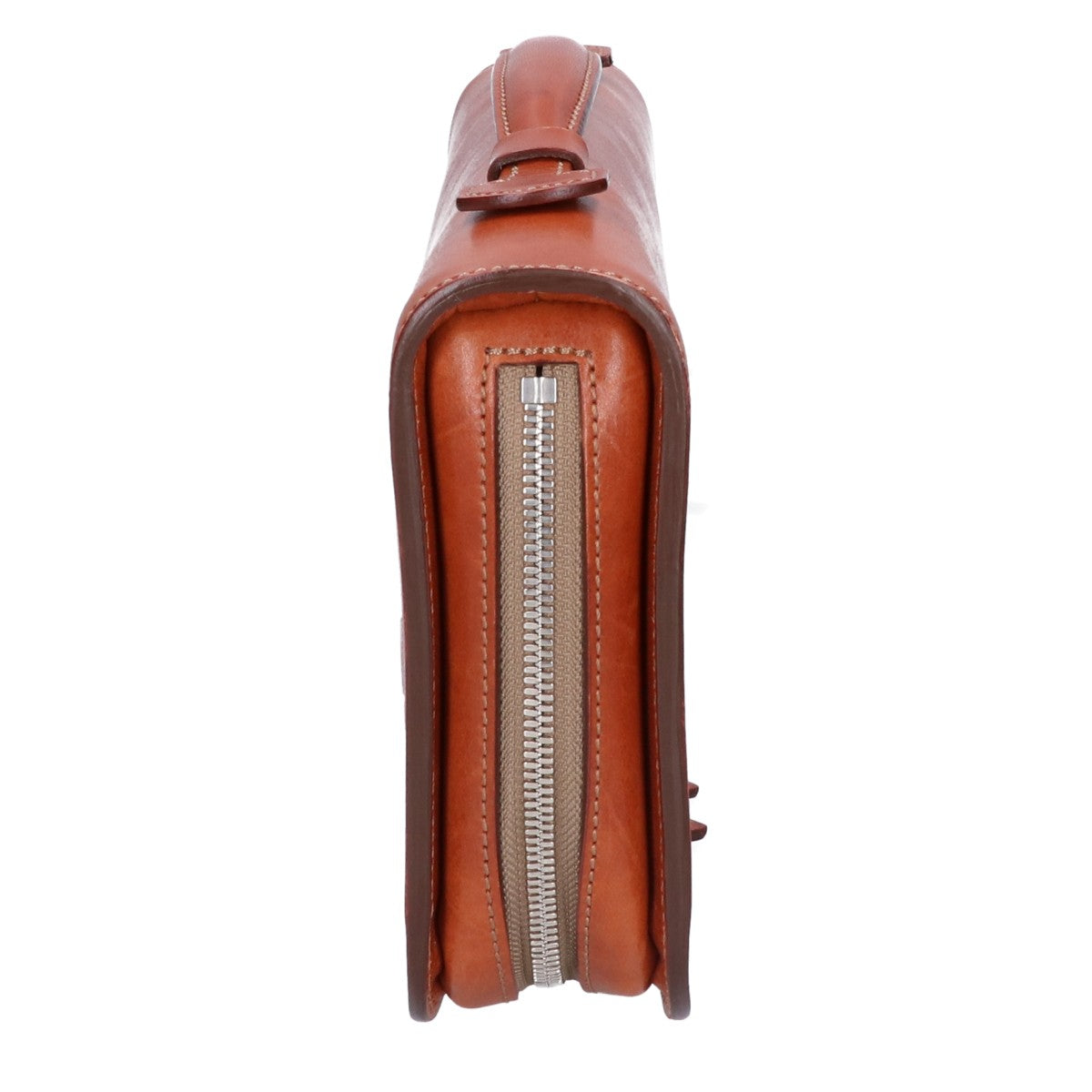 MANSOU Sozome Waji Leather Clutch Bag Camel