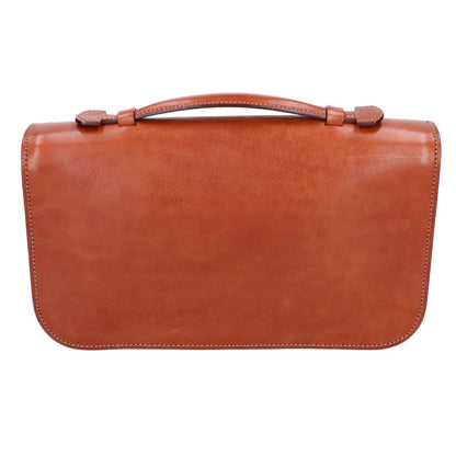 MANSOU Sozome Waji Leather Clutch Bag Camel