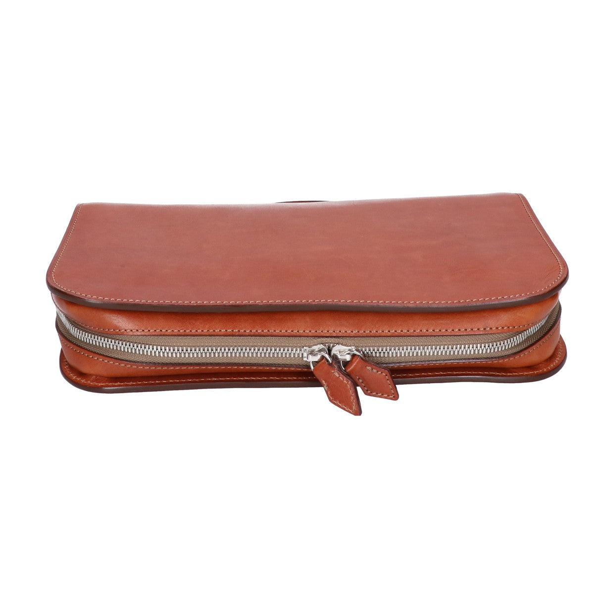 MANSOU Sozome Waji Leather Clutch Bag Camel