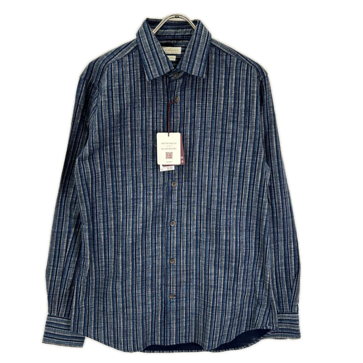 GLANSHIRT Blue Cotton Striped Long Sleeve Shirt Size 40