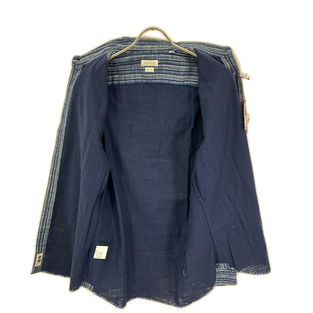 GLANSHIRT Blue Cotton Striped Long Sleeve Shirt Size 40