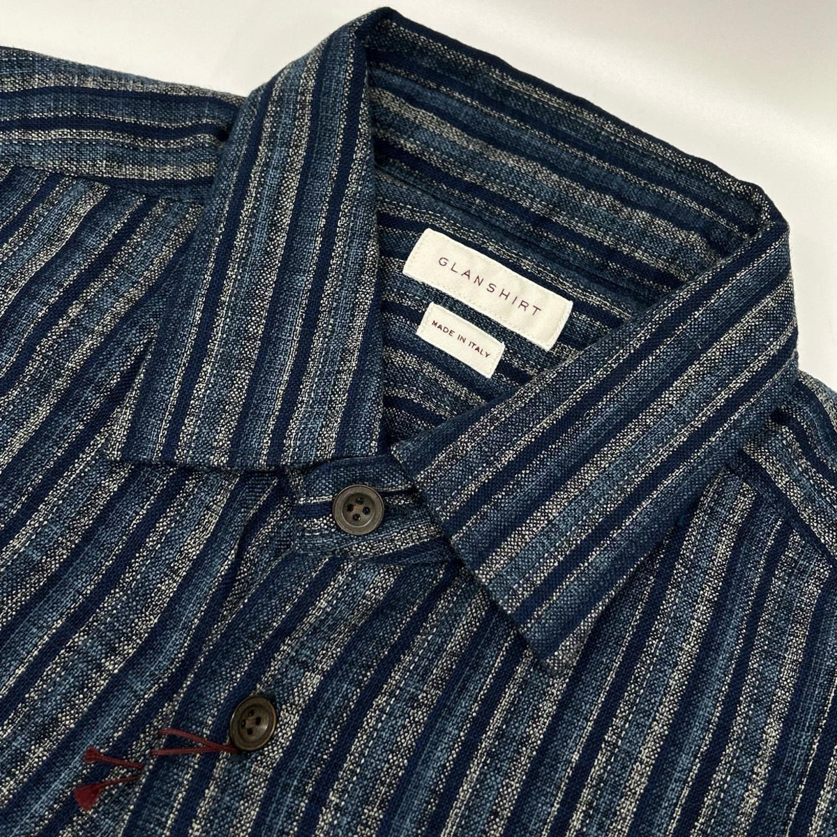 GLANSHIRT Blue Cotton Striped Long Sleeve Shirt Size 40