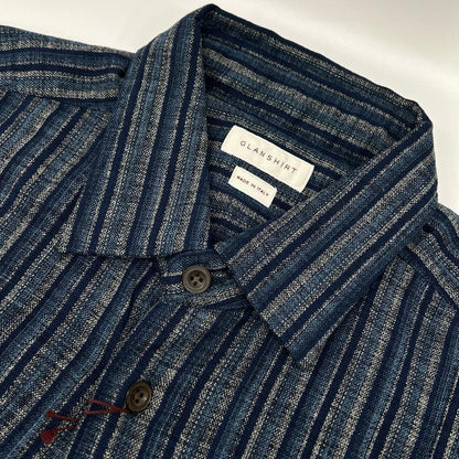 GLANSHIRT Blue Cotton Striped Long Sleeve Shirt Size 40