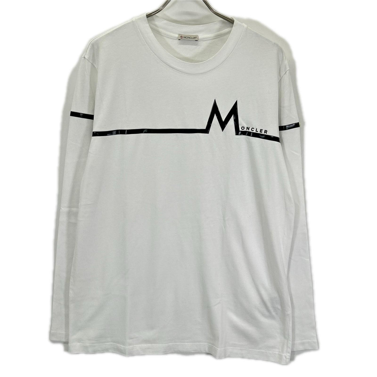 MONCLER Front Print Crewneck Long T-Shirt White Size L