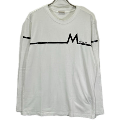 MONCLER Front Print Crewneck Long T-Shirt White Size L