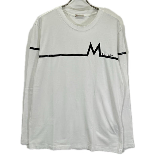 MONCLER Front Print Crewneck Long T-Shirt White Size L