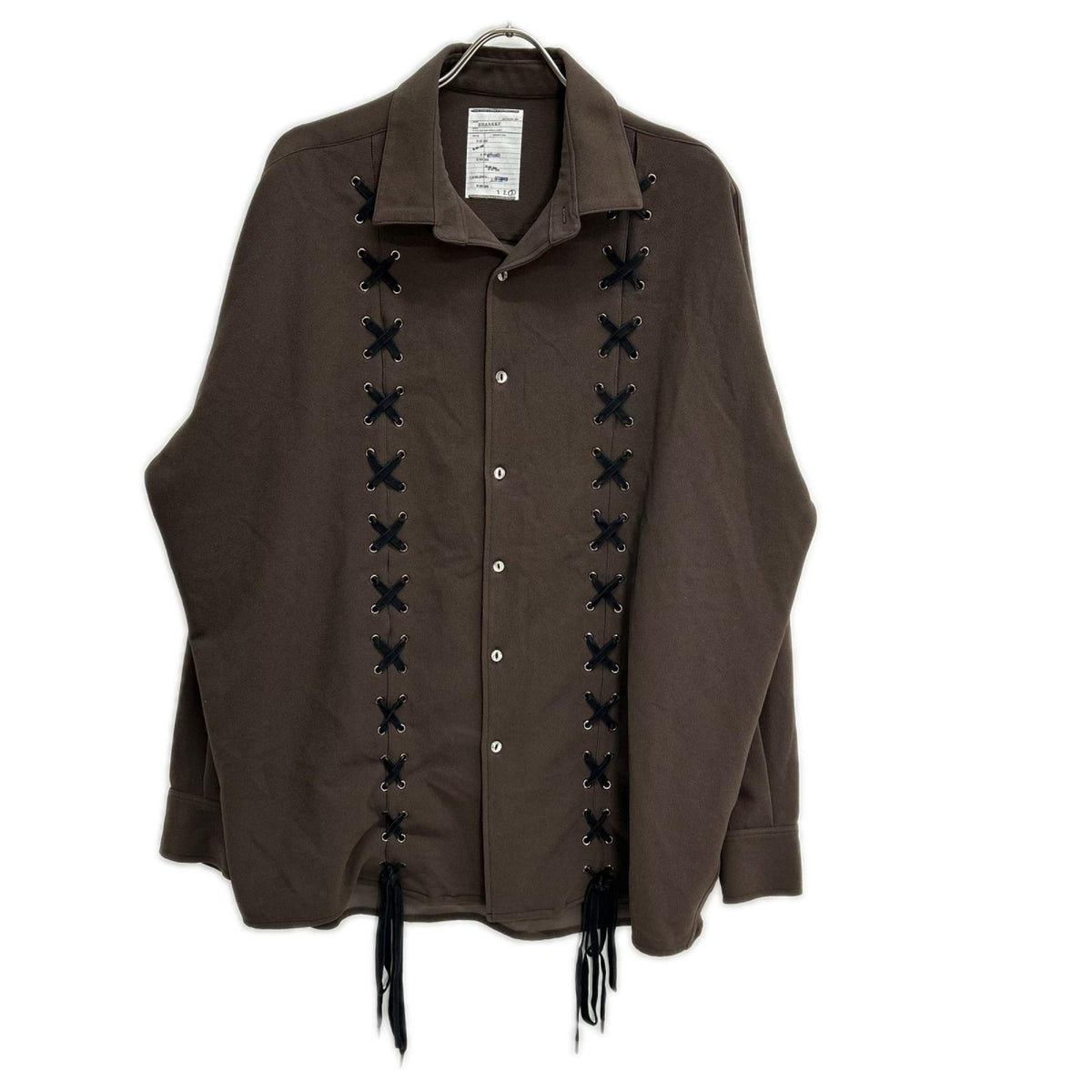 SHAREEF Brown W-Face Georgette Lace-Up Shirt Size 3