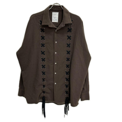 SHAREEF Brown W-Face Georgette Lace-Up Shirt Size 3