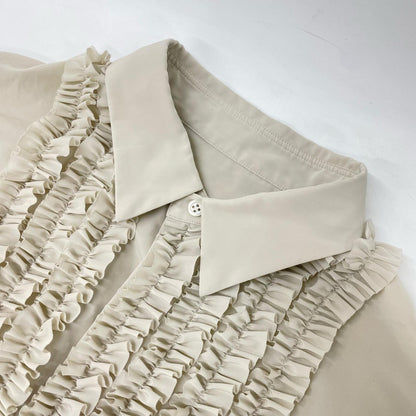 LAD MUSICIAN Beige Polyester Decine Frill Shirt Size 46