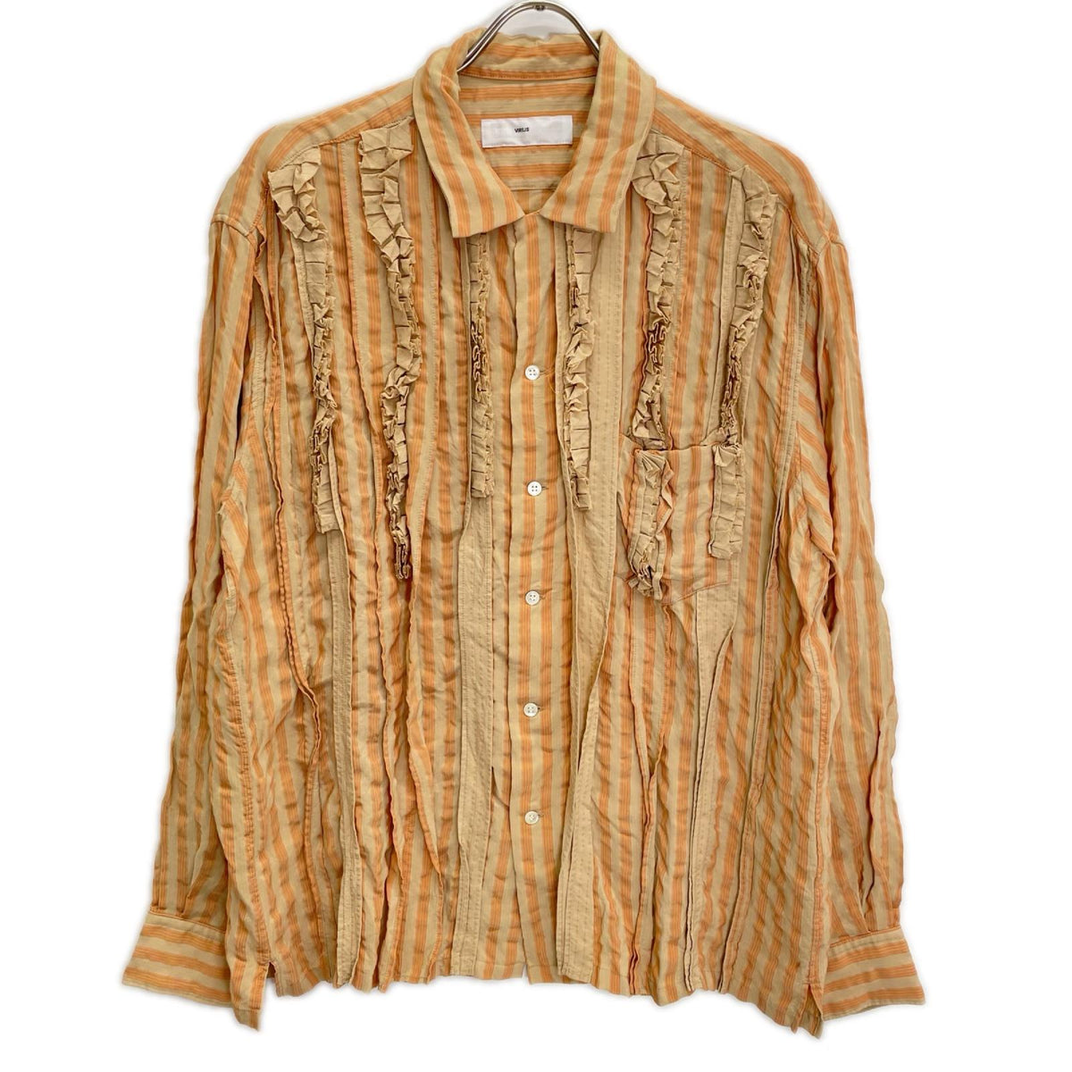 TOGA VIRILIS Orange Stripe Rayon Frill Shirt