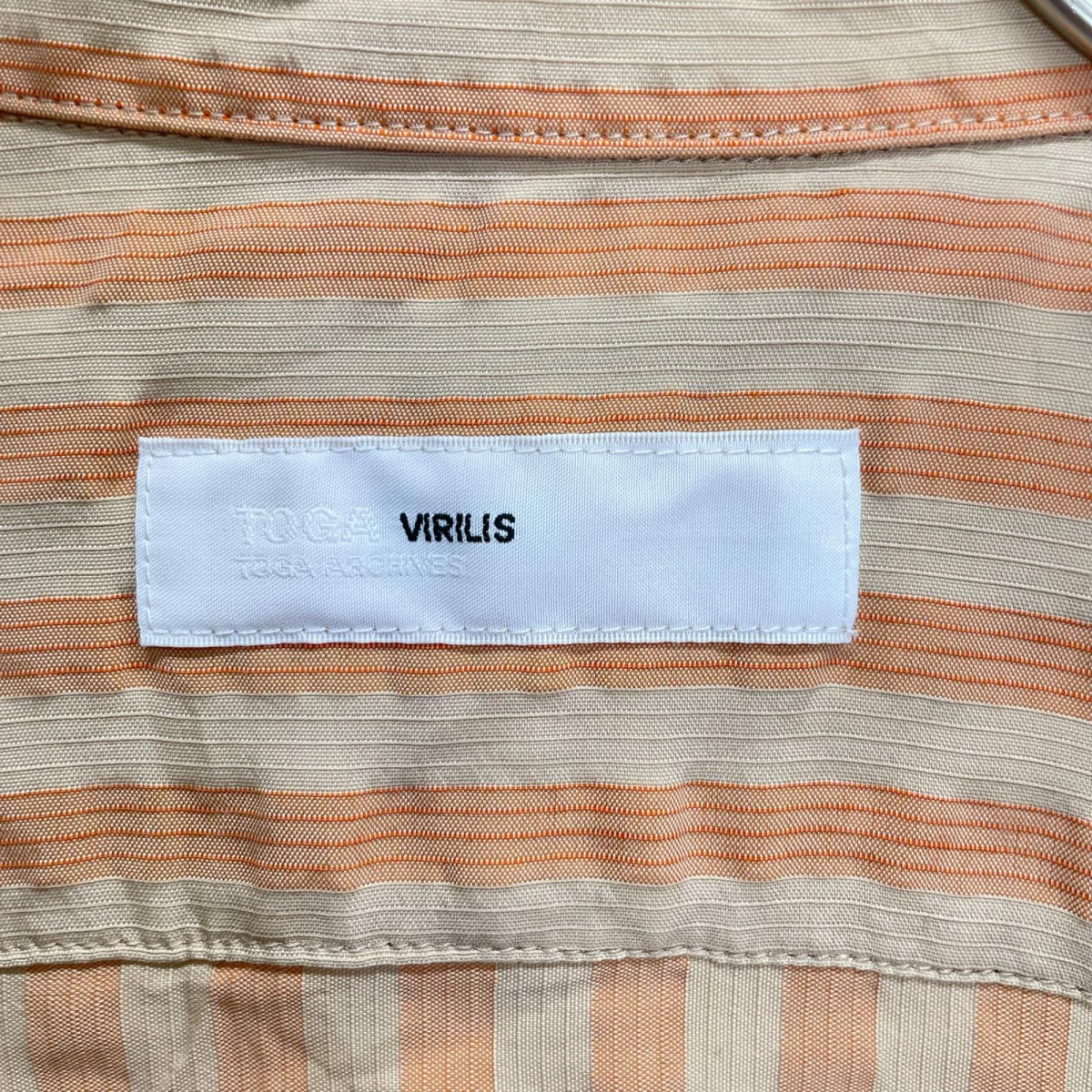 TOGA VIRILIS Orange Stripe Rayon Frill Shirt