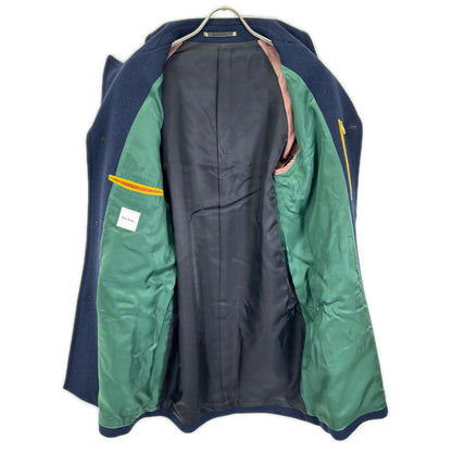 PaulSmith PF-MV-45424 Wool Balmacaan Coat Navy Size L
