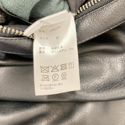 CAMPHOR WOOD Black Faux Leather Fur Flight Jacket Size M