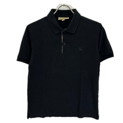 BURBERRY Logo Embroidered Short Sleeve Polo Black Size S