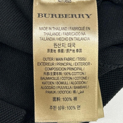 BURBERRY Logo Embroidered Short Sleeve Polo Black Size S