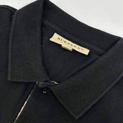 BURBERRY Logo Embroidered Short Sleeve Polo Black Size S