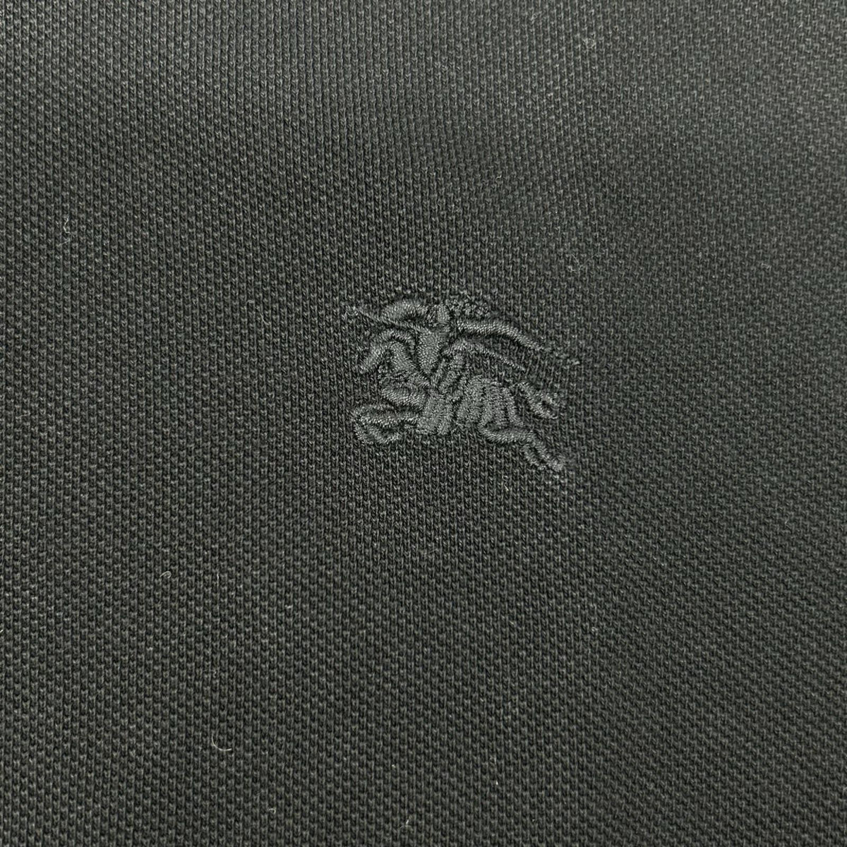 BURBERRY Logo Embroidered Short Sleeve Polo Black Size S