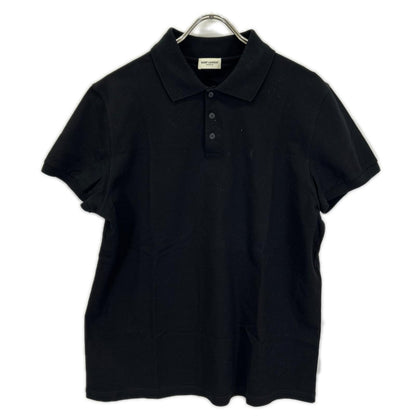 SAINT LAURENT PARIS Embroidered Polo Black Size L