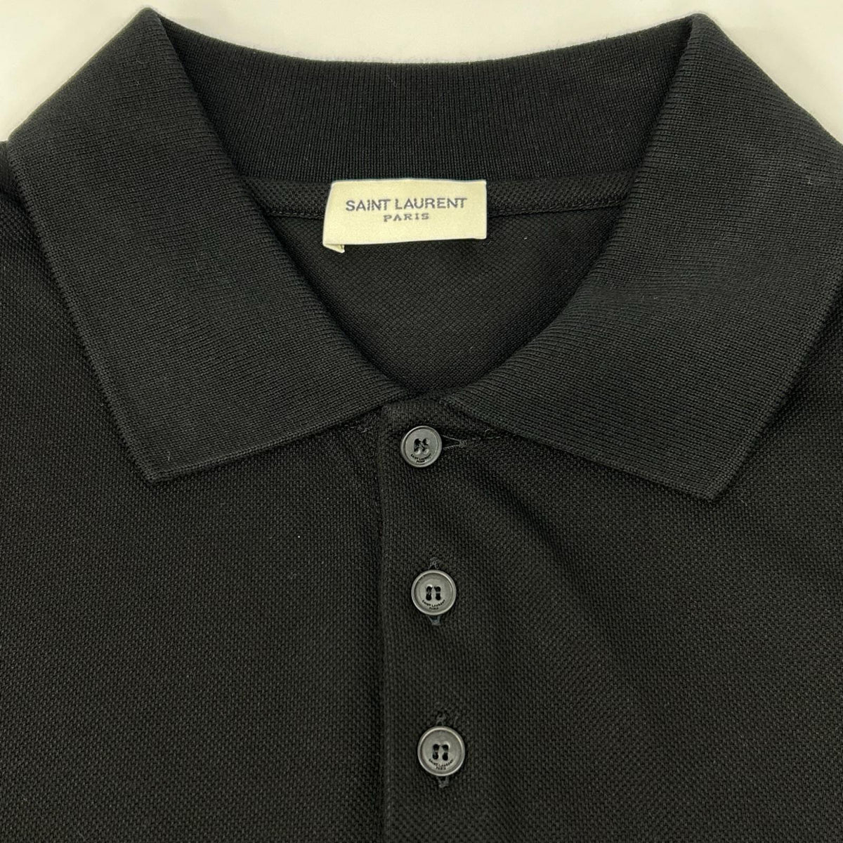 SAINT LAURENT PARIS Embroidered Polo Black Size L