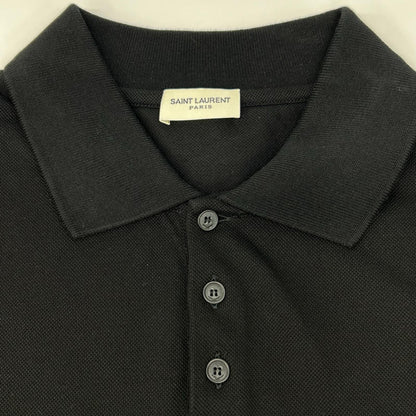 SAINT LAURENT PARIS Embroidered Polo Black Size L