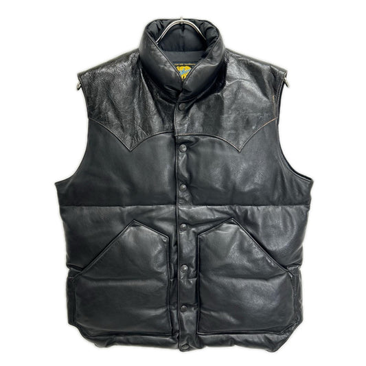 RAINBOW COUNTRY Black All-Leather Down Vest Size M