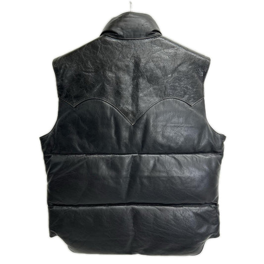 RAINBOW COUNTRY Black All-Leather Down Vest Size M