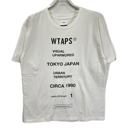 W)TAPS White Cotton CIRCA TEE Print T-Shirt Size X03