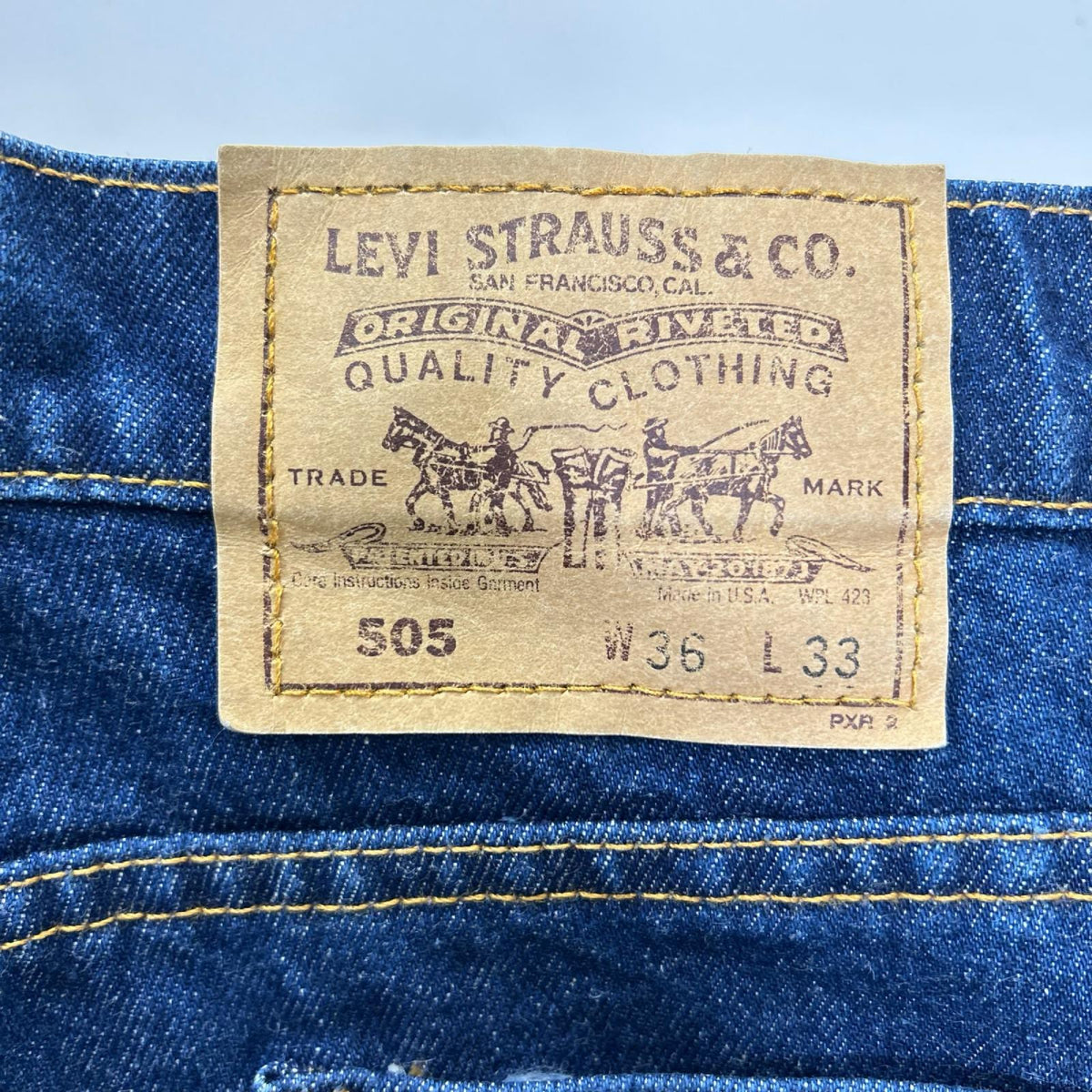 LEVI'S 90s 505 Orange Tab Tapered Indigo Jeans Size 36×33