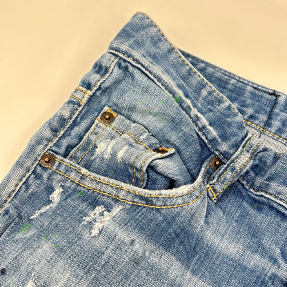 Dsquared2 DSQUARED Indigo Skinny Dan Damaged Paint Size 44