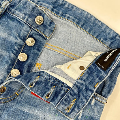 Dsquared2 DSQUARED Indigo Skinny Dan Damaged Paint Size 44