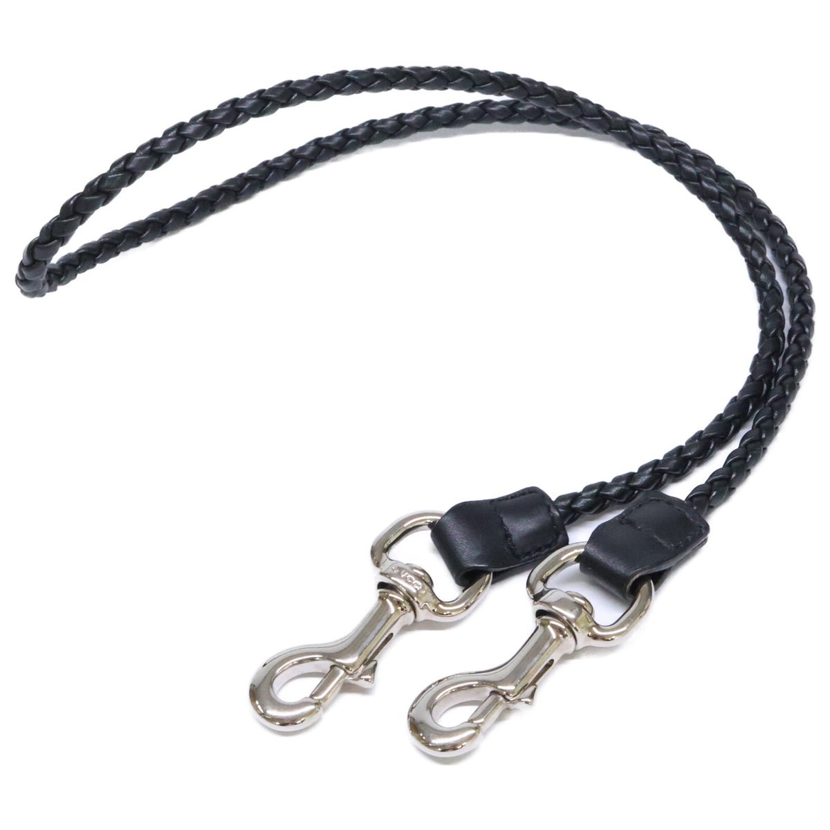 GUCCI Braided Leather Wallet Chain Black/Silver