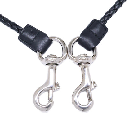 GUCCI Braided Leather Wallet Chain Black/Silver