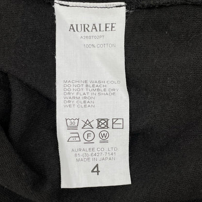 AURALEE 26SS Brushed Organic Cotton T-Shirt Black Size 4
