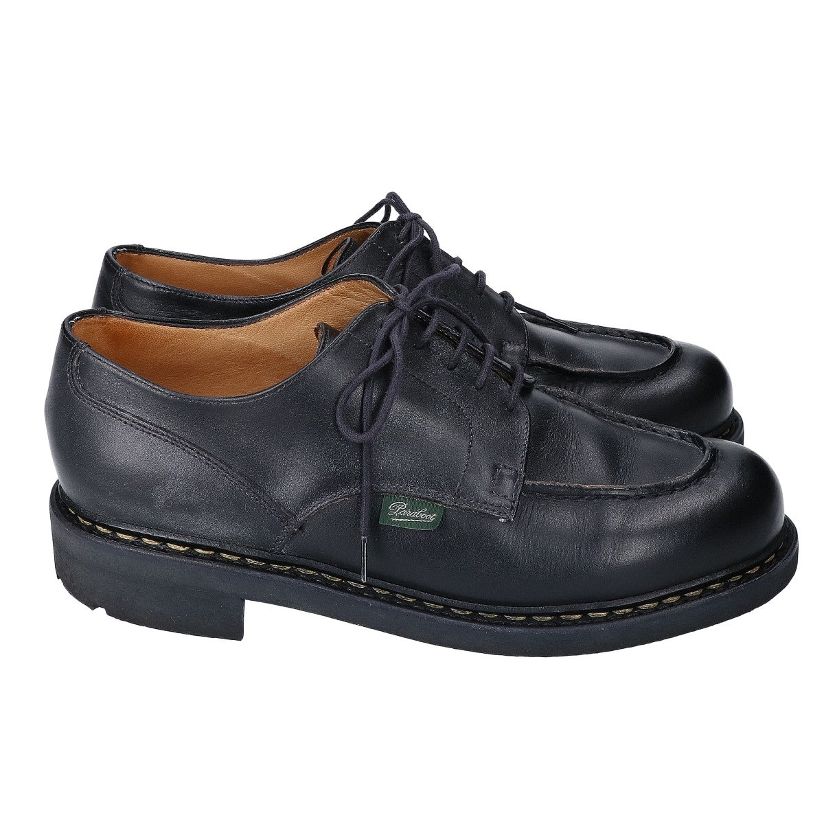Paraboot Chambord U-Tip Leather Shoes Black Size UK 6.5