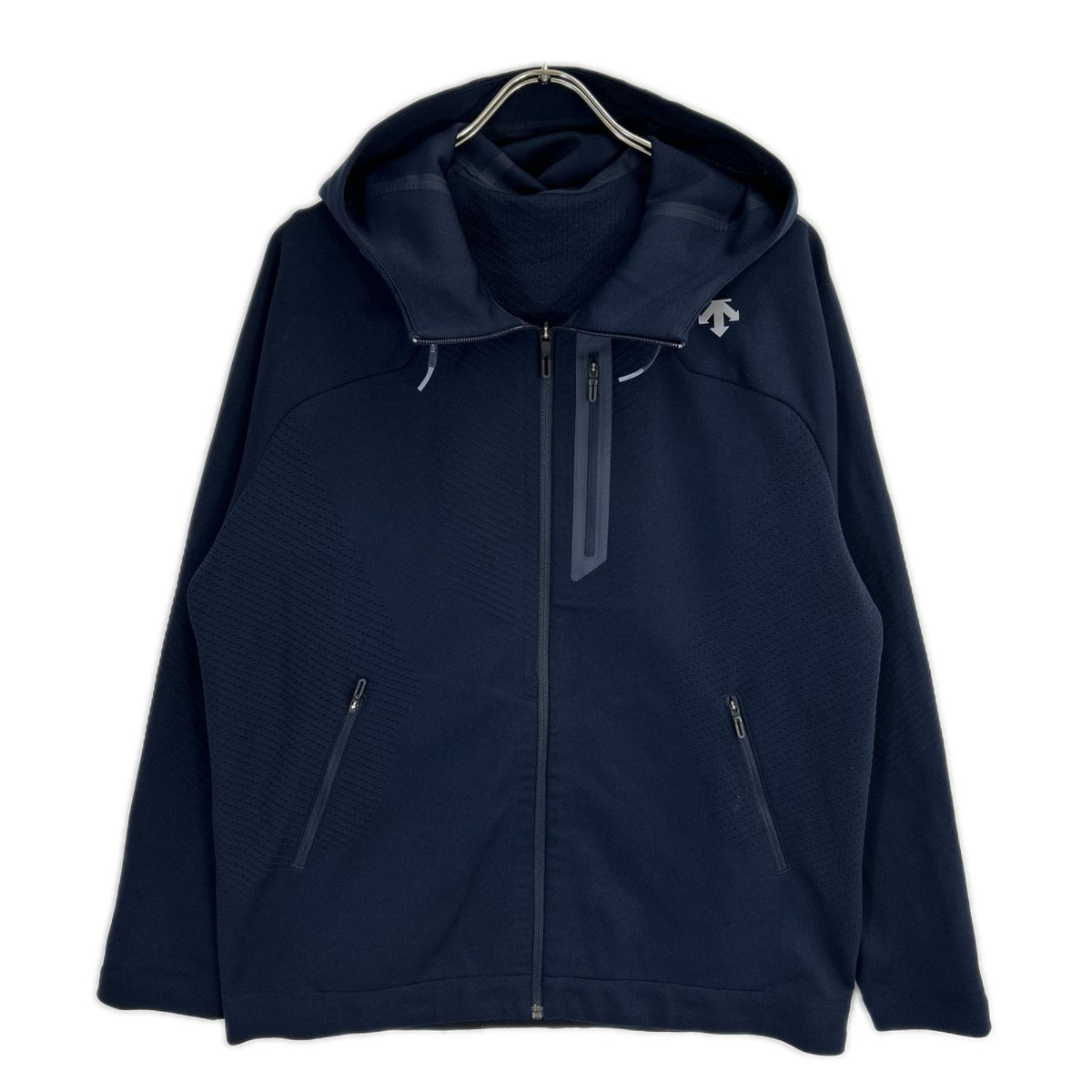 DESCENTE Navy Tech Jacquard Hoodie Jacket Size L