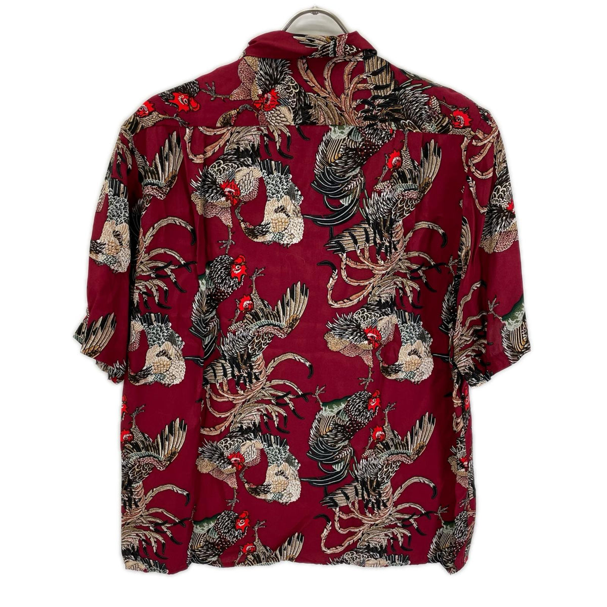 NIPOALOHA Ito Jakuchu Game Cock Rayon Shirt Red Size 1