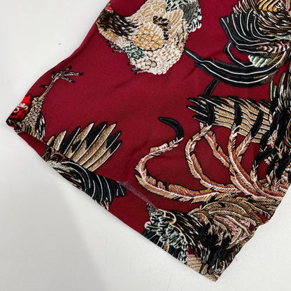 NIPOALOHA Ito Jakuchu Game Cock Rayon Shirt Red Size 1