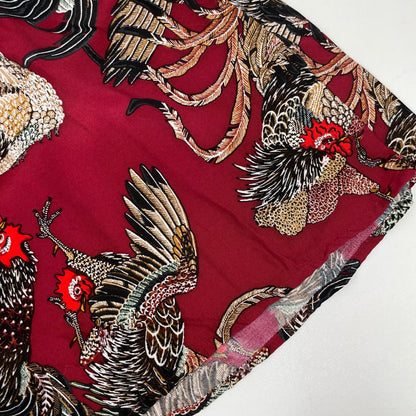 NIPOALOHA Ito Jakuchu Game Cock Rayon Shirt Red Size 1