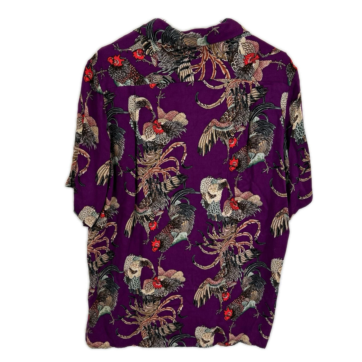 NIPOALOHA Ito Jakuchu Game Cock Rayon Shirt Purple Size 1