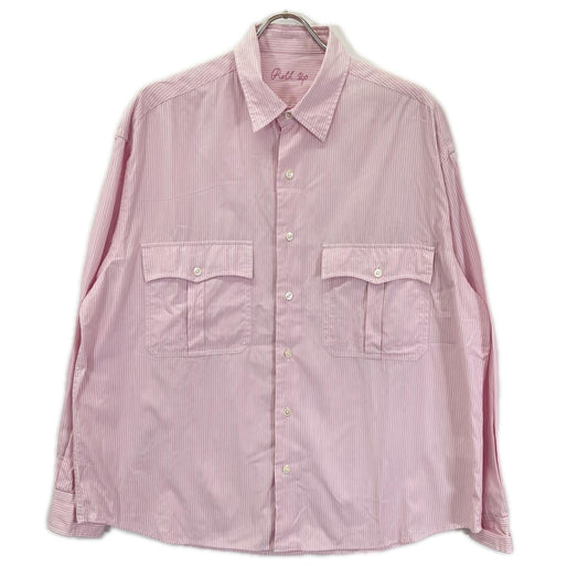 Porter Classic Pink Cotton Roll Up Stripe Shirt Size M