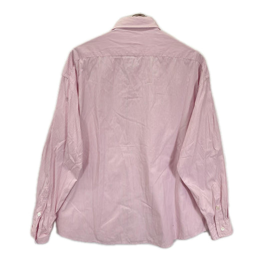 Porter Classic Pink Cotton Roll Up Stripe Shirt Size M