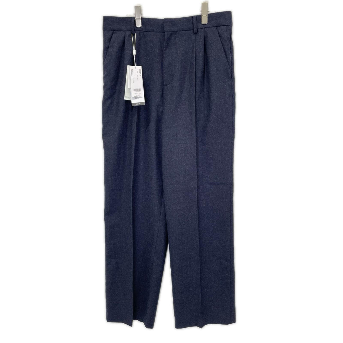 Lacoste Straight Fit Felted Wool Pleated Pants Navy Size 42