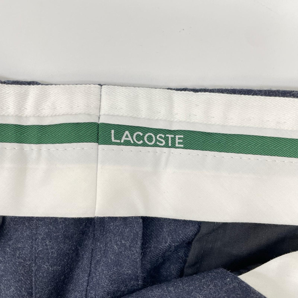 Lacoste Straight Fit Felted Wool Pleated Pants Navy Size 42