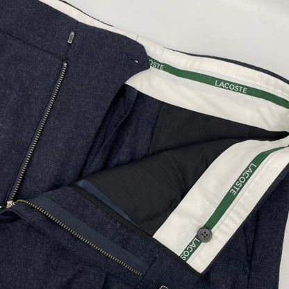 Lacoste Straight Fit Felted Wool Pleated Pants Navy Size 42