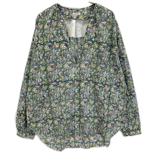 NICENESS Blue ASHA.C Floral Print Peasant Shirt Size L