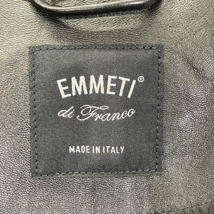 EMMETI JURI Black Lambskin W-Zip Rider Jacket Size 46