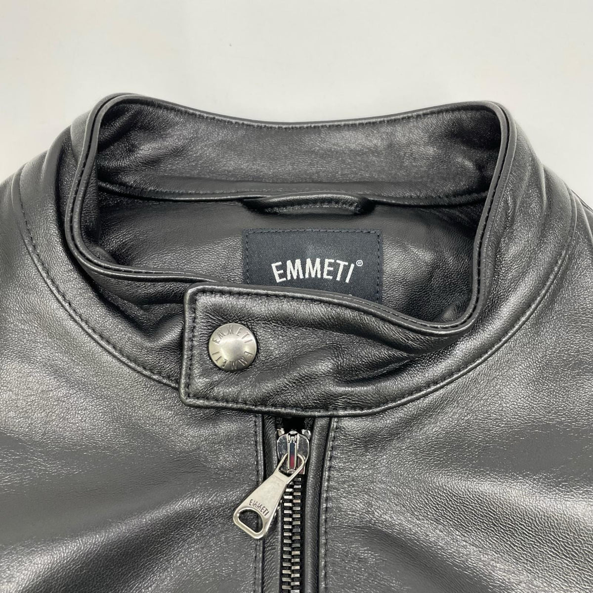 EMMETI JURI Black Lambskin W-Zip Rider Jacket Size 46